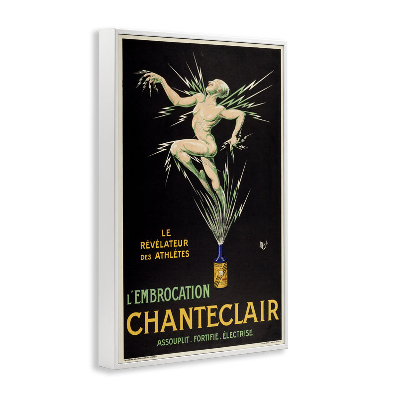 Giclée rétro encadrée de vin Chanteclair, design par Marcus Jules, H 30 po x l 20 po