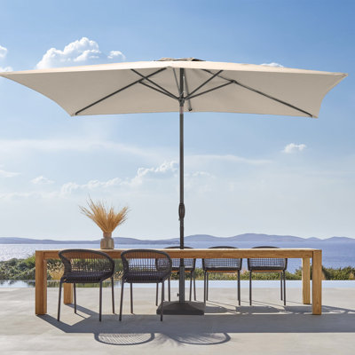 Rukia Outdoor Patio 6 x 9 ft. Deck Market Umbrella with Non-Fading Polyester Canopy