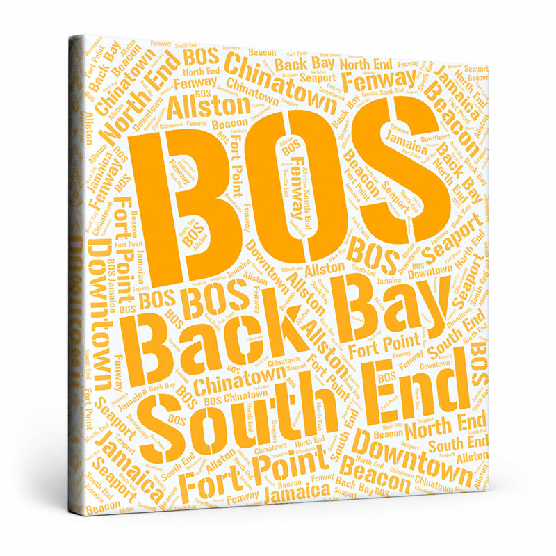 «Boston Neighbours», art mural sur toile - orange, H 12 po x l 12 po