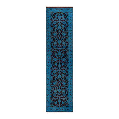 Tapis bleu noué à la main de conception unique Holsworth - bleu
