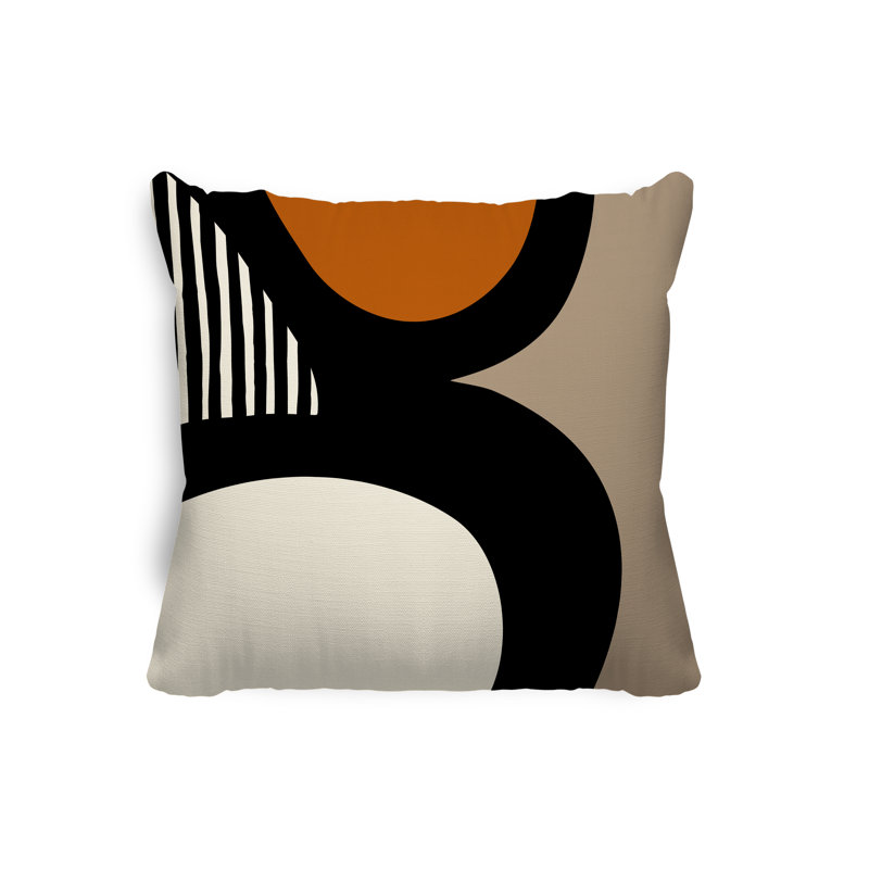 Lara Abstract Outdoor Reversible, 19" x 19", Orange/Off White