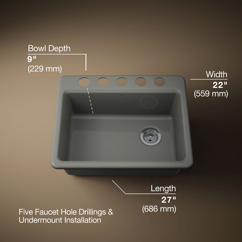 Évier de cuisine Riverby 27 po L x 22 po l, Gris tonnerre