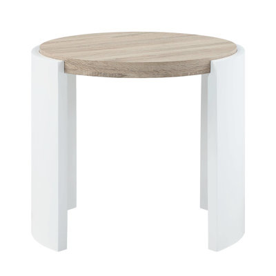 Table d'appoint en chêne et blanc laqué brillant, 65,6 x 61 cm, charge maximale 18 kg, structure en bois composite, plateau stable, plateau moderne de 66 x 66 x 61 cm, épaisseur 45 mm