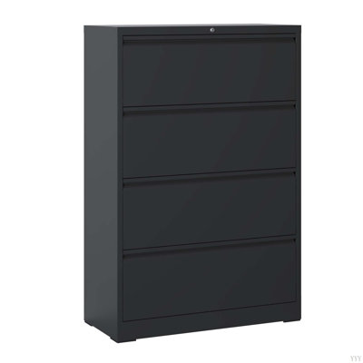 Lateral File Cabinet With Lock – Heavy-Duty Metal Filing Cabinet For Home Office, Space-Saving Wide Storage For Letter/Legal/A4/F4, Silent Full-Extens by Latitude Run