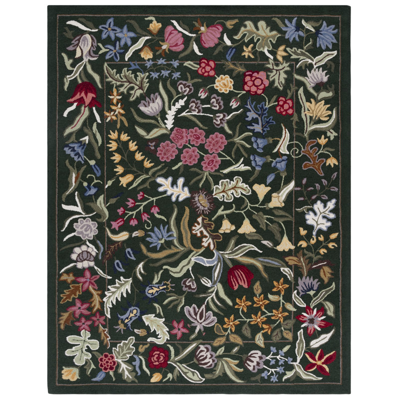 Loundin Hand Tufted Wool Floral Rug, Rectangle 8' x 10'