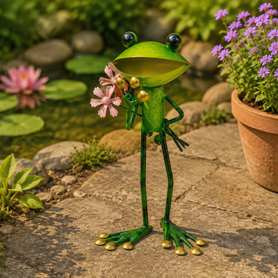 Beethoven Frog Weather Resistant Metal Garden Statue