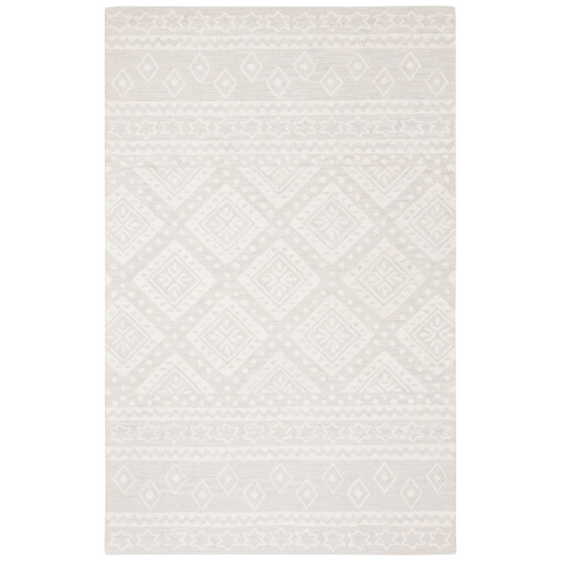 Myndi Hand Tufted Wool And Cotton With Latex Geometric Rug, Rectangle 2'6" x 4'
