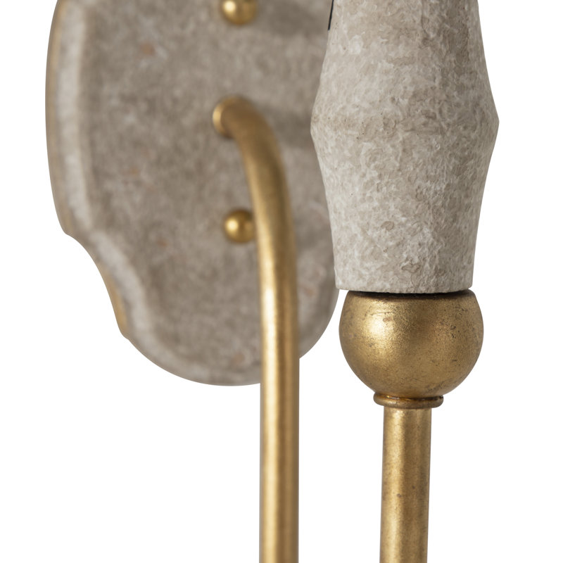 Clay Vintage Gold Double Wall Sconce - 10.75 In. D X 19.5 In. H, 16" H x 8" W x 4.5" D, 1 Light