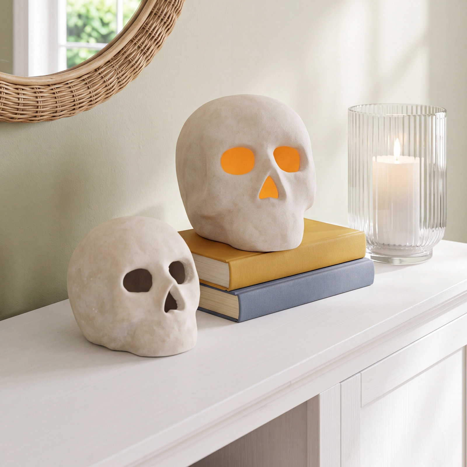 2-Piece Skull Halloween Figurine Set