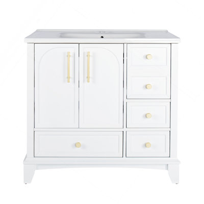 35.6" Bathroom Cabinet, Only Cabinet, White
