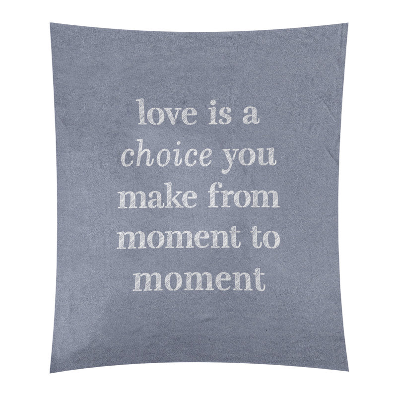 Tapisserie de polyester, l’amour d’écriture est un choix de citation, H 27,5 po x l 37,5 po, Bleu / Blanc