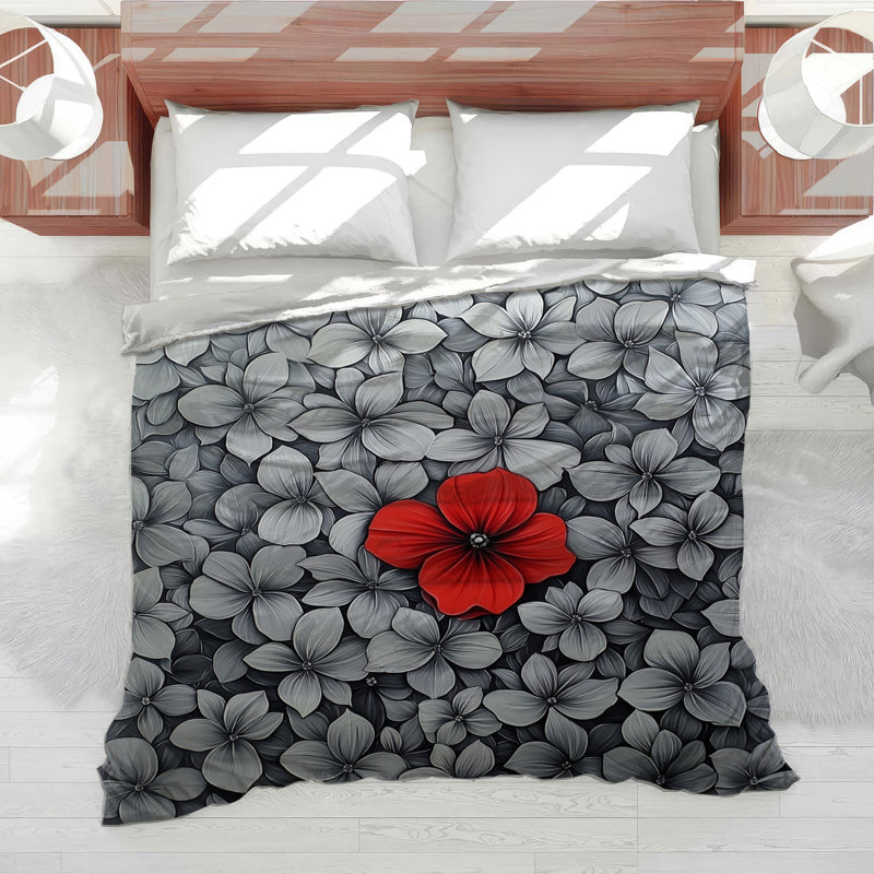 Édredon fleur rouge Red Bed, Édredon simple