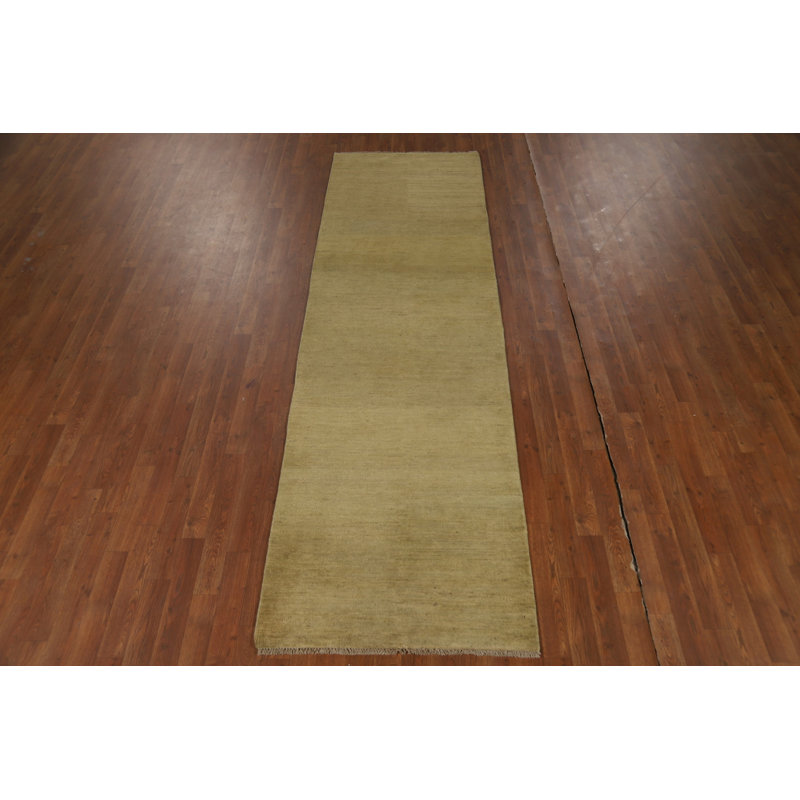 Tapis de couloir vert moderne Gabbeh 3 x 10