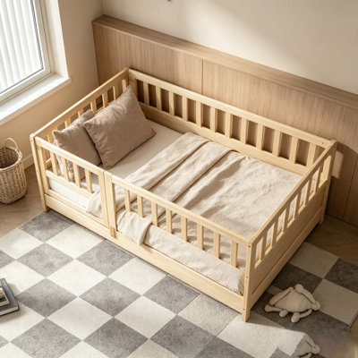 Floor Bed,Low Profile Wood Platform Bed Frame,No Box Spring Needed