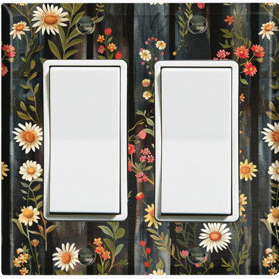 Couvercle de plaque d'interrupteur en métal; Fauteuil à bascule GFI 2 bandes US Standard - clôture florale