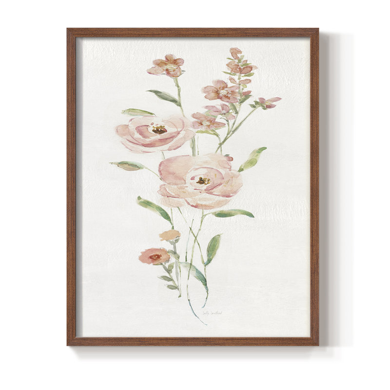 Floral Belle I, reproduction encadrée - bois massif, Noyer, H 11 po x l 9 po