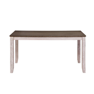 Table de salle à manger de style transitionnel - Finition gris-blanc / brun, 6 sièges, placage, 30 po de hauteur, 60 po de longueur, blanc et brun, capacité, placage et bois d'ingénierie, 36 po x 60 po, hauteur