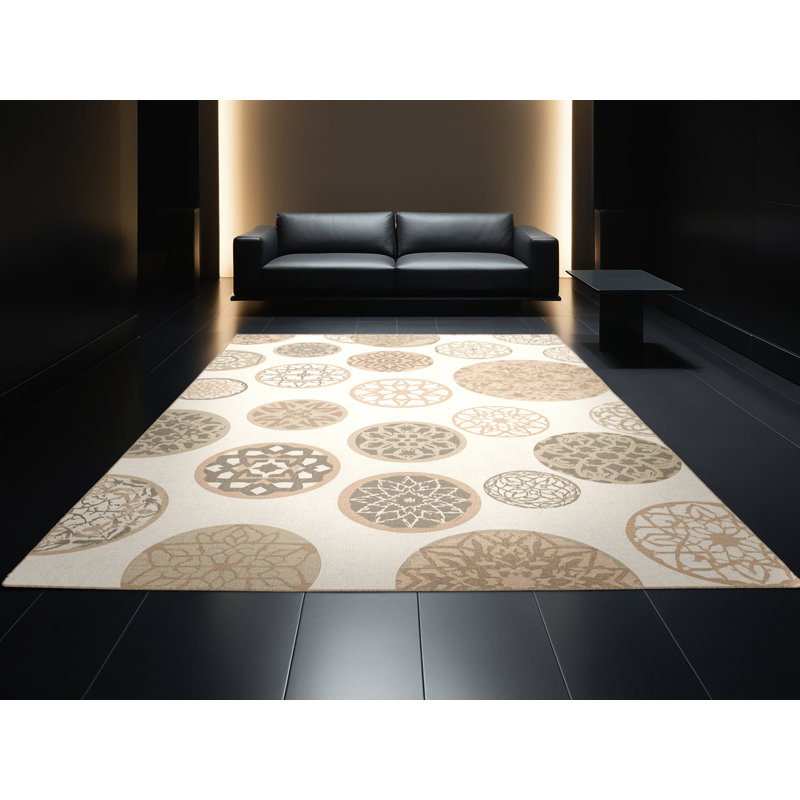 Machine Washable Bensonhurst Casual Moroccan Rug in Beige – Beige Binding, 7' Square