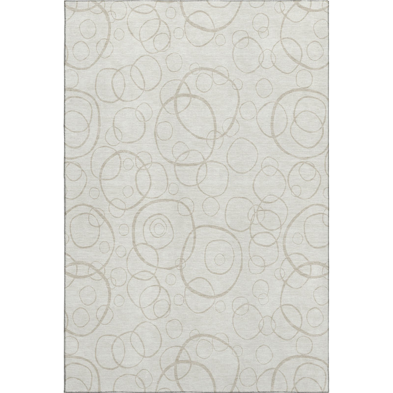 Premium Machine Washable Mayfield AMF2407 Bubbles Rug, Ivory, 10' x 14'