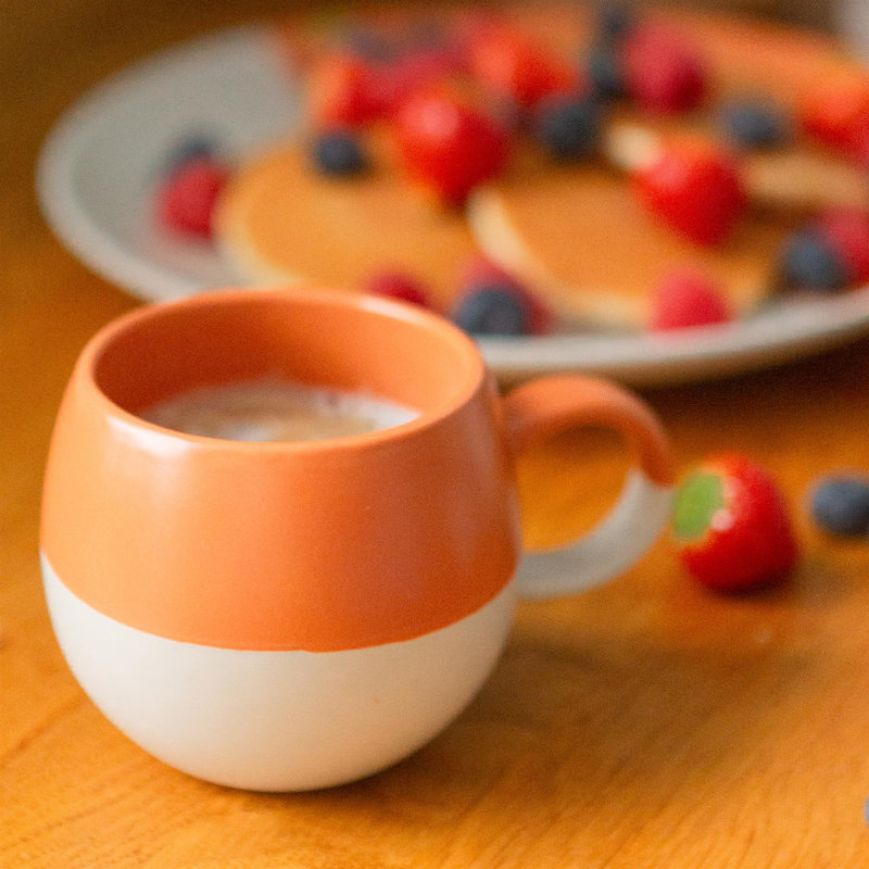 Nicola Spring - Dipped Stoneware Sphere Mugs, Burnt Orange