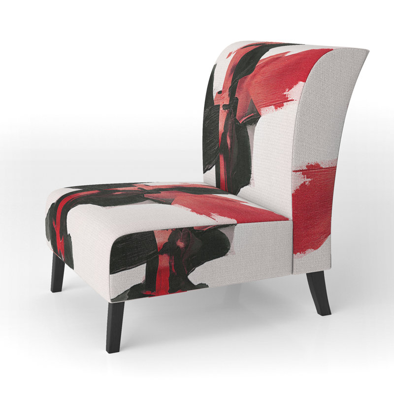 Fauteuil de chambre rembourré Geometric IV, Rouge / Noir / Blanc