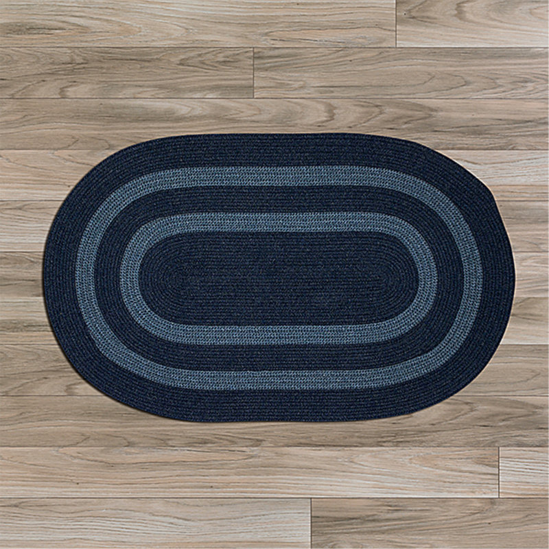 Tapis bleu en laine tissé à la main Van Cleef, Ovale 5 pi x 8 pi
