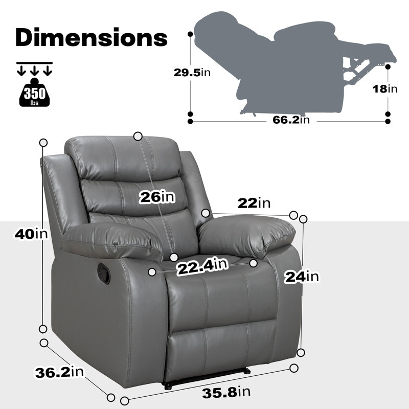 Crovetti Palomino Air Leather Recliner, Gray
