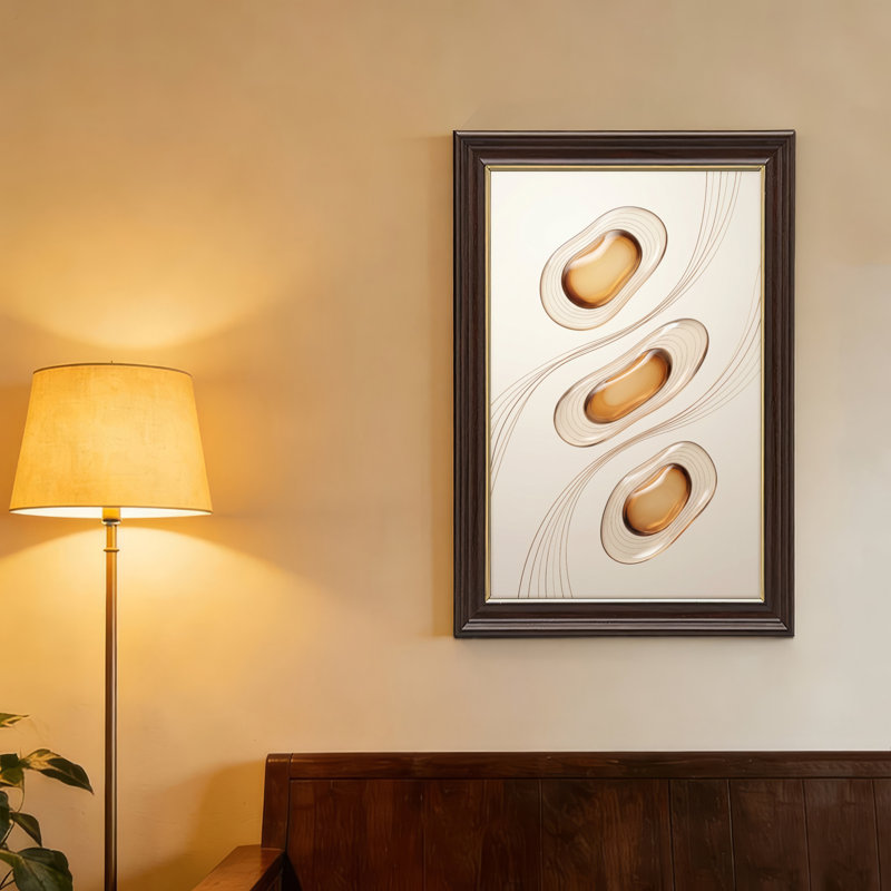 Art mural antique sur toile encadré doré pour le salon, la chambre à coucher, le bureau ou le vestibule - Décoration murale décorative avec vagues abstraites