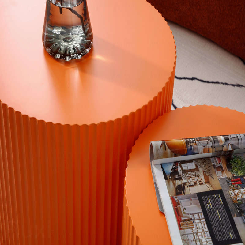 Ensemble de 2 tables basses rondes en MDF Handcraft, Orange