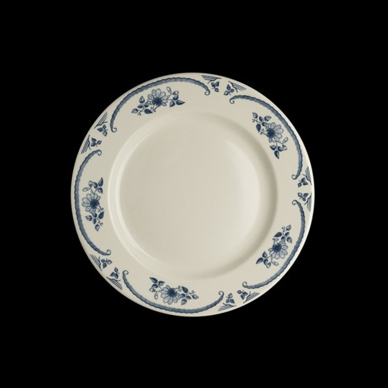 AMERICAN ROSE Plate Rolled Edge, White/Blue