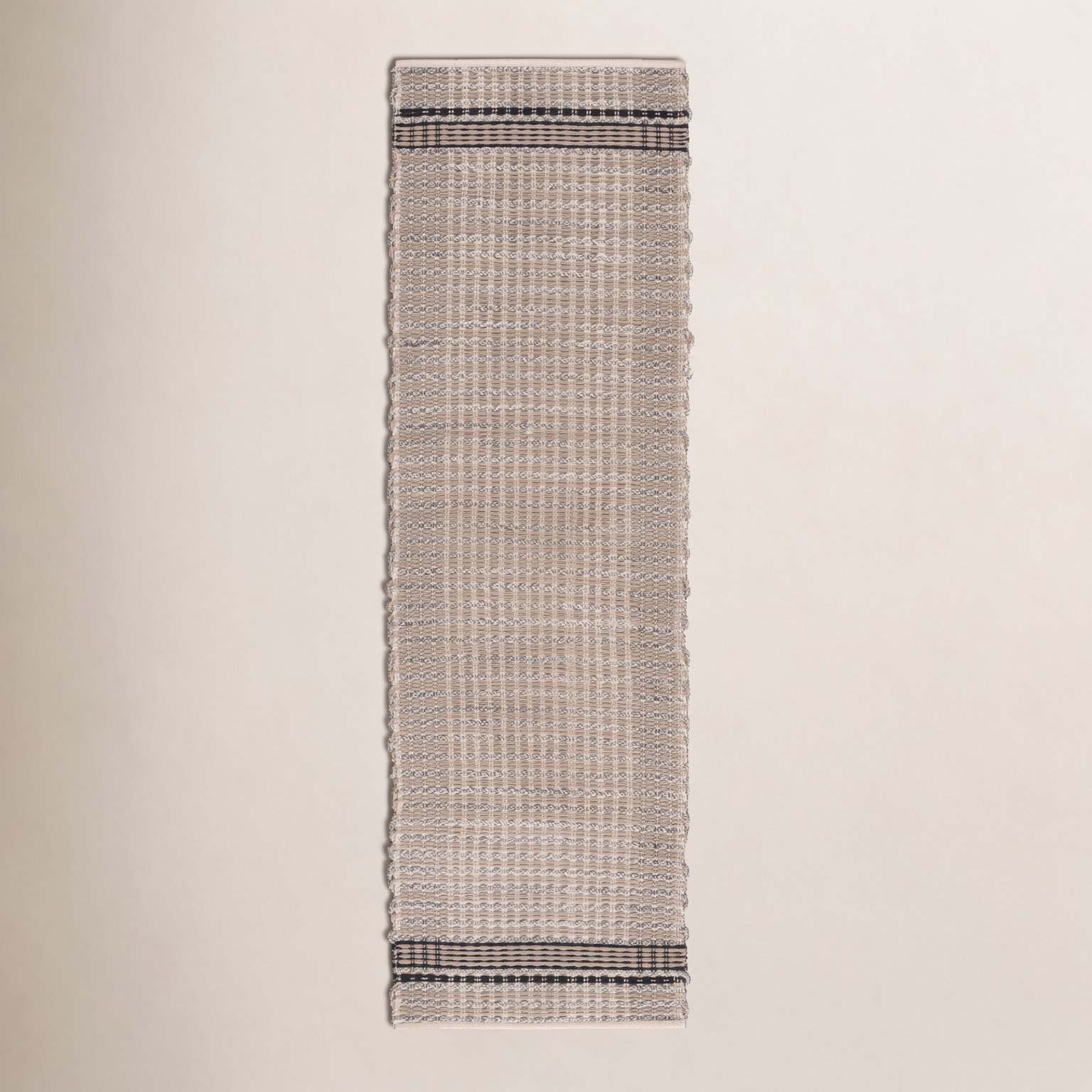 Hand-Woven Striped Cotton Rug, Runner 2'3" x 8'