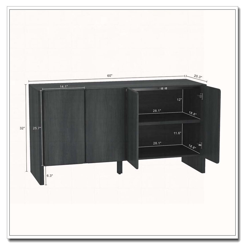 Armoire 4 portes avec rangement, Gris