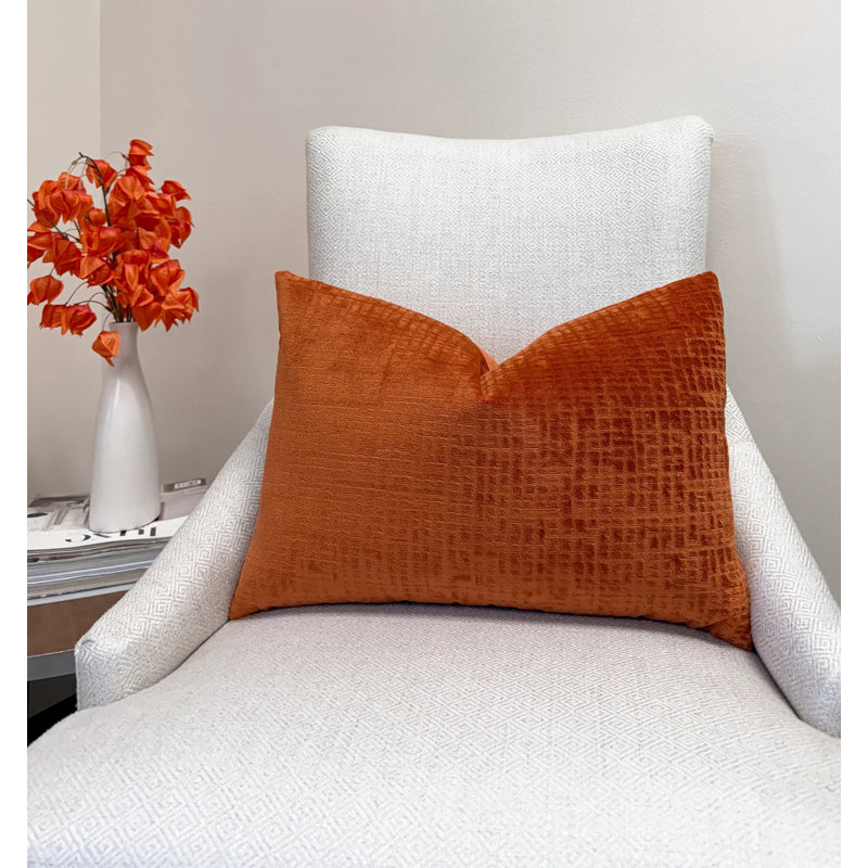 Housse de coussin en velours texturé, 14 x 20 po, Orange