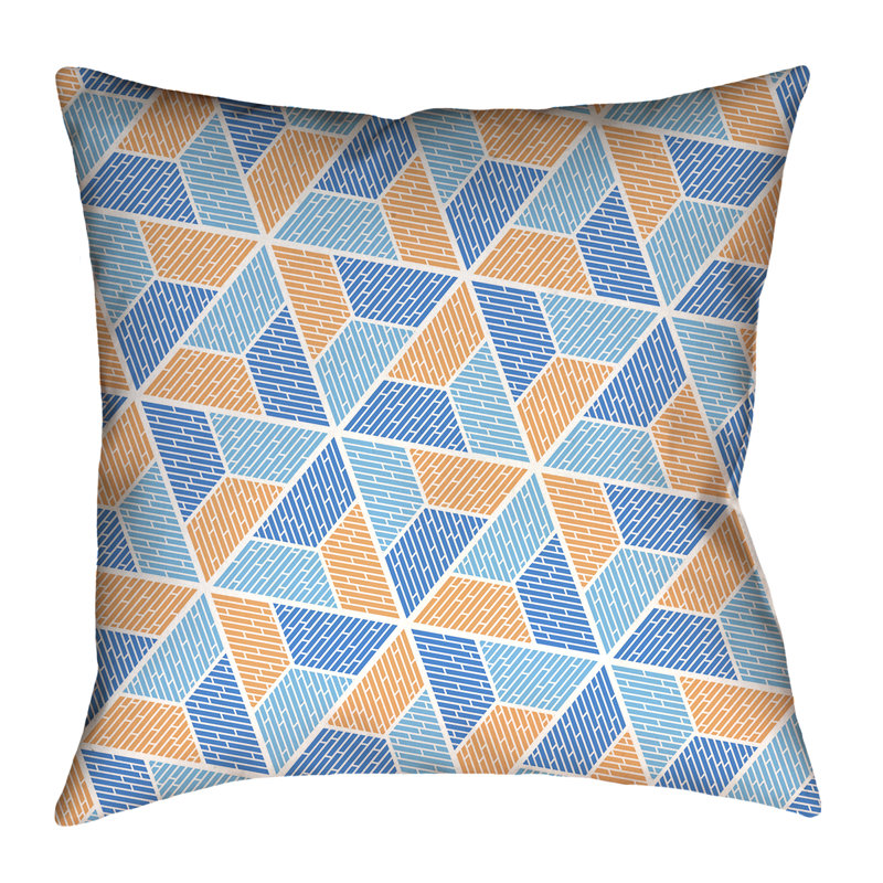 Coussin Katelyn Elizabeth, 14 po x 14 po, Bleu / orange, Polyester