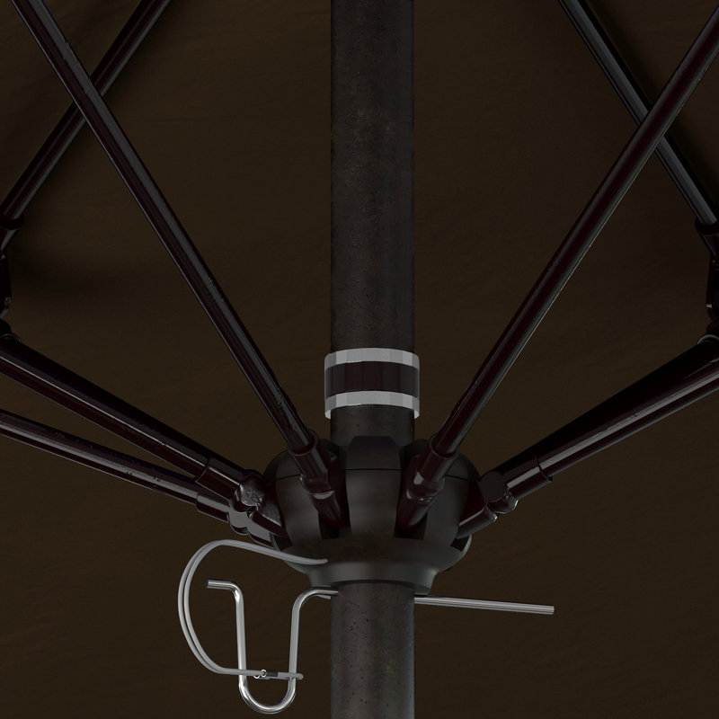 Parasol de marché commercial en aluminium Geil, Toile Sunbrella® brun baie, Bronze