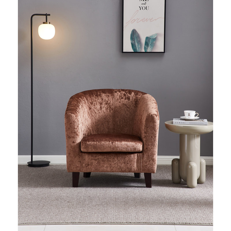 Upholstered Barrel Chair, Brown