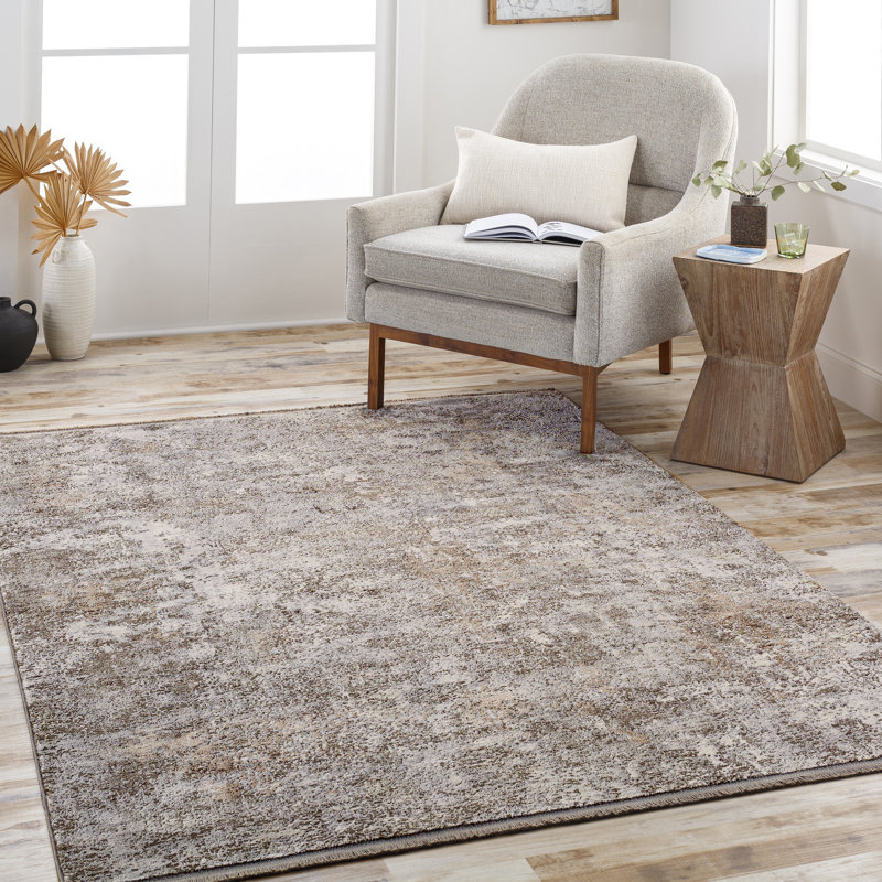 Tapis gris à motif abstrait Haalah, Rectangle 9 pi x 12 pi