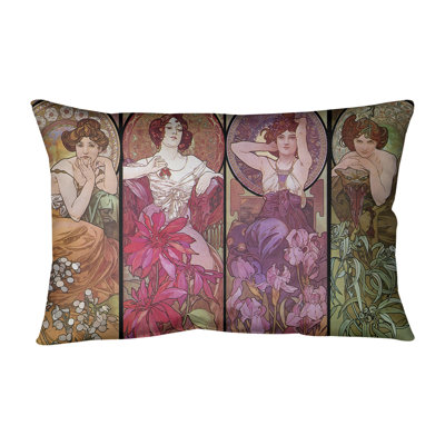 Alphonse Mucha Four Rectangular Pillow Cover and Insert