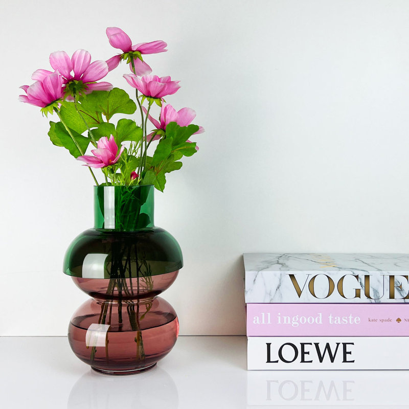 À pot(s), Vert / rose, H 9,45 po x l 6,26 po x P 6,26 po