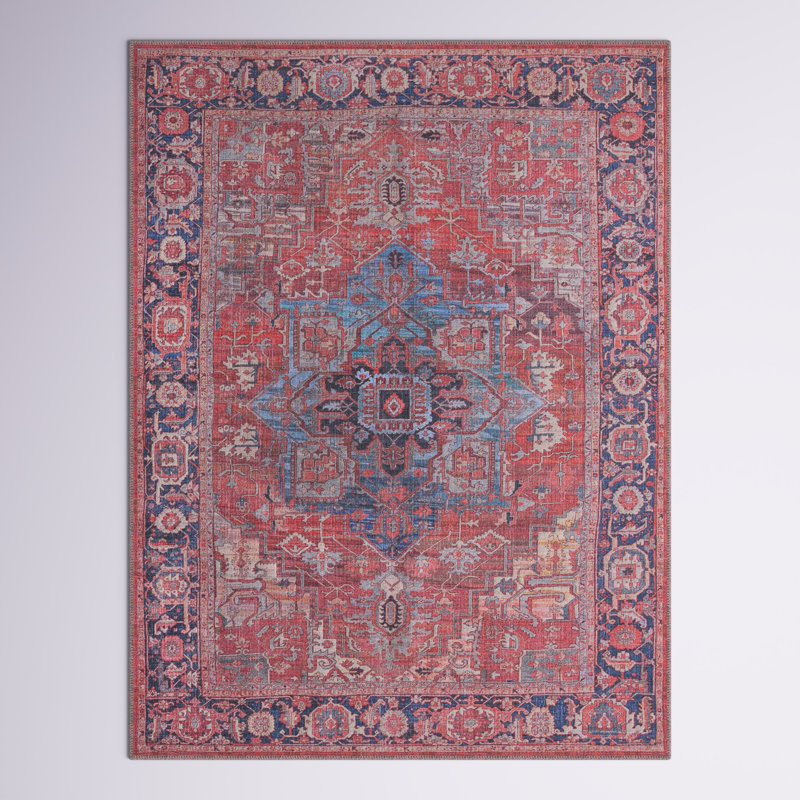 Tapis oriental rouille / bleu Haigh, Rectangle 9 pi 2 po x 12 pi