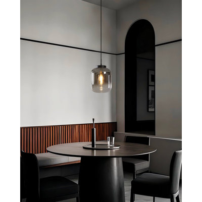 1-light Black Pendant Light with Chrome Smoked Glass Shade