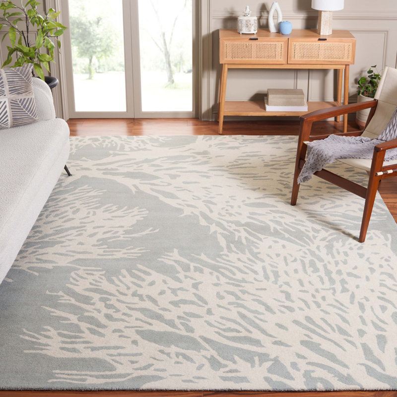Tapis floral en laine touffeté à la main Wimborne, Rectangle 8 pi x 10 pi