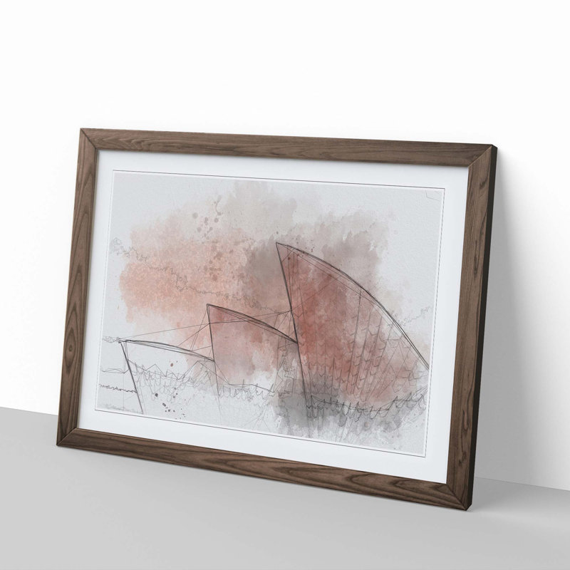 The Sydney Opera House in Abstract - Framed Print, 60cm H x 91cm W x 2cm D, Walnut