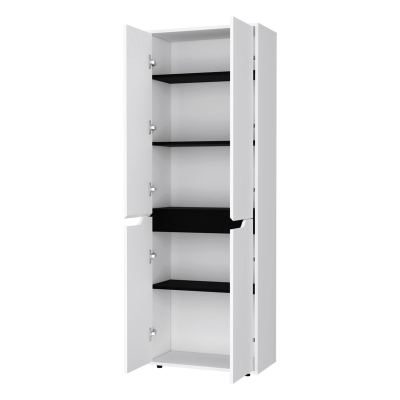 Garde-manger à 5 tablettes en blanc pour l'intérieur de la cuisine - Deux armoires Méthode d'organisation efficace Espace culinaire fonctionnel
