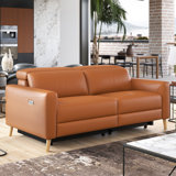 Dernaveagh Top Grain Leather Loveseat Dual Recliners, Cognac