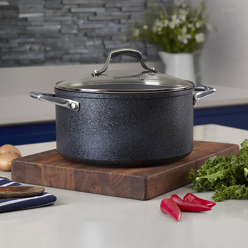 Tower Trustone Induction Casserole Dish with Lid, Non Stick Ceramic Coating, Easy to Clean, Dishwasher Safe, Violet Black, 24 cm, 5.4L