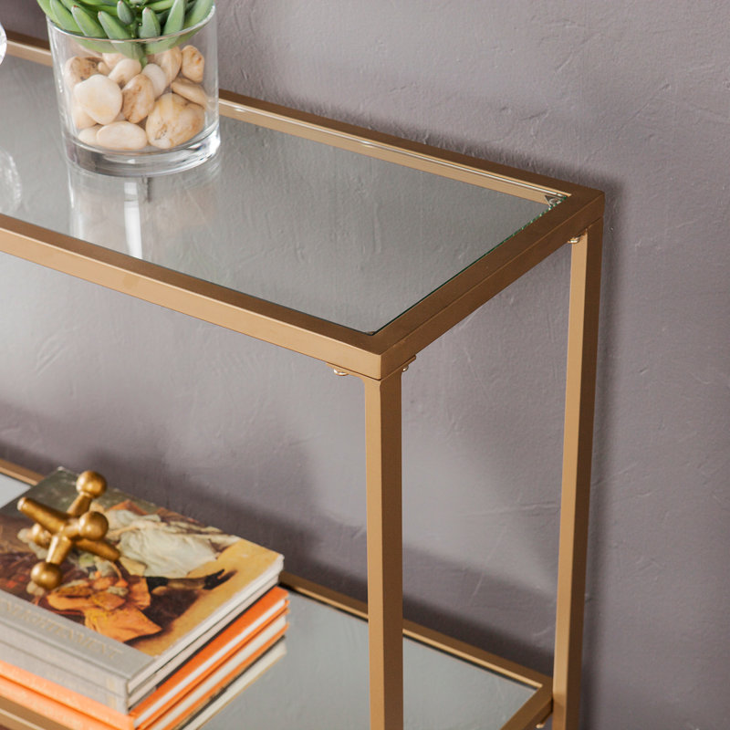 Console étroite Horten Glam - doré avec miroir, Doré
