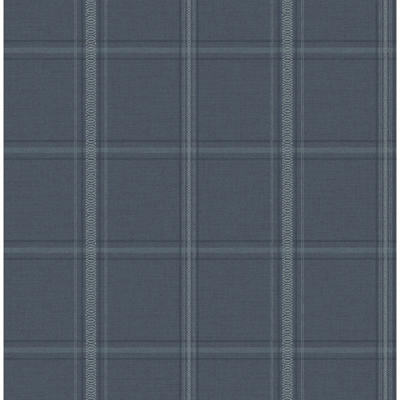 Auberge Dark Blue Plaid Wallpaper, Blue