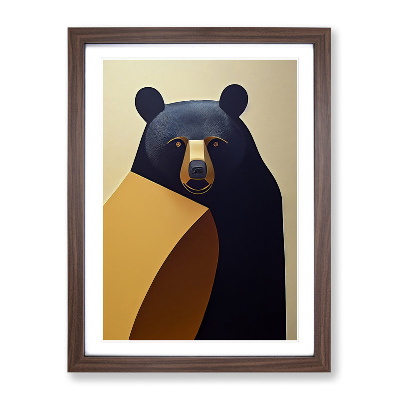 Traditional Bear No.3 Abstract - Wall Art, 48cm H x 36cm W, Walnut Picture Frame, White