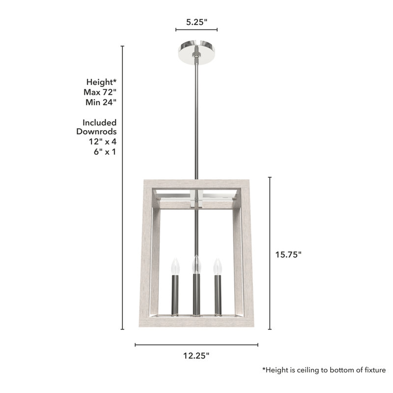 Squire Manor 4 - Light Square 12 inch Pendant, 15.75" H x 12.25" W x  12.25" D